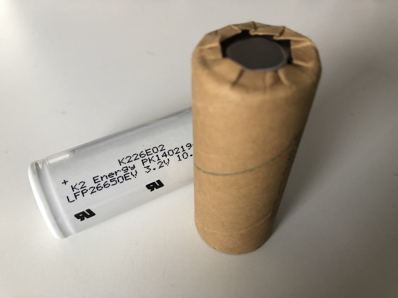 アメリカK2エナジー製円筒型リン酸鉄リチウム電池